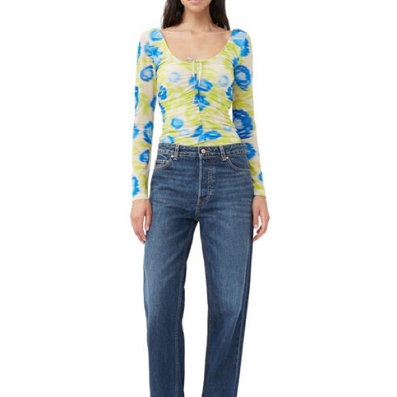 GANNI Printed Mesh U Neck Blouse - Picture 5 of 6